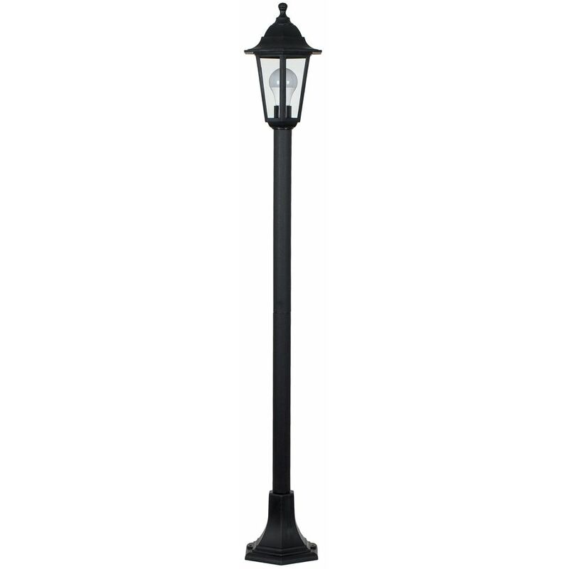 Traditional 1.2M Outdoor Garden Black Lamp Post Bollard & Top Lantern Light IP44 Rated - Add LED Bulb