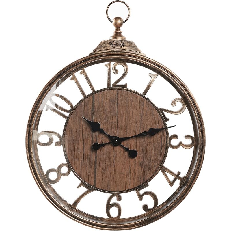 Traditional Wall Clock Hanging Home Decor Arabic Numerals ø 52 cm Brown Alcoba - Brown