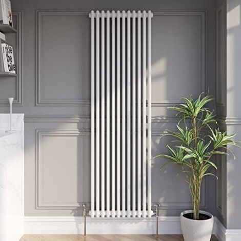 Traditional White Collosseum Vertical Column Radiators 1800 x 560mm Double