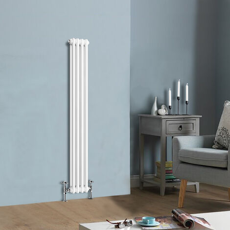 Traditional White Vertical Cast Iron Radiator Double Column 1500 x 200 mm