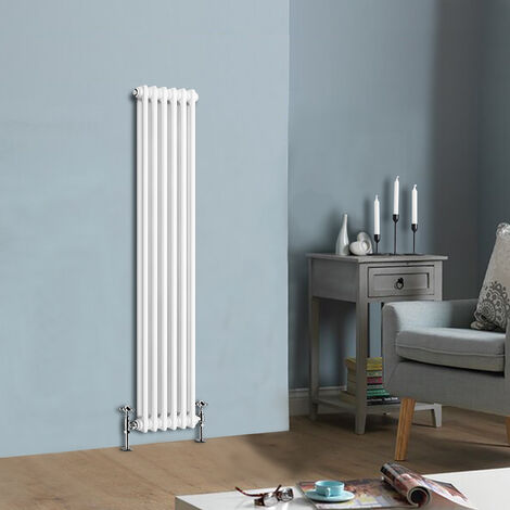 Traditional White Vertical Cast Iron Radiator Double Column 1500 x 290 mm