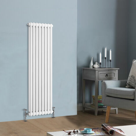 Traditional White Vertical Cast Iron Radiator Double Column 1500 x 380 mm