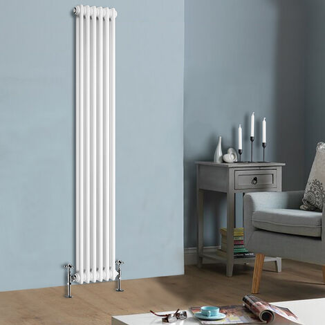 Traditional White Vertical Cast Iron Radiator Double Column 1800 x 290 mm