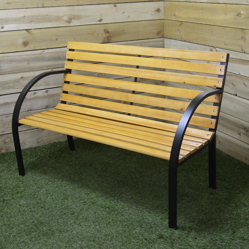 Hamble Distribution - Outdoor 2 Person Wood & Metal Garden Bench Seat / Chair