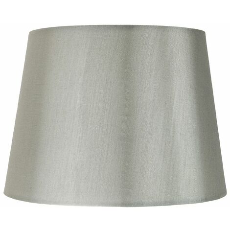 Traditionally Designed Large 14" Drum Lamp Shade in Sleek Grey Faux Silk Fabric by Happy Homewares - Grey