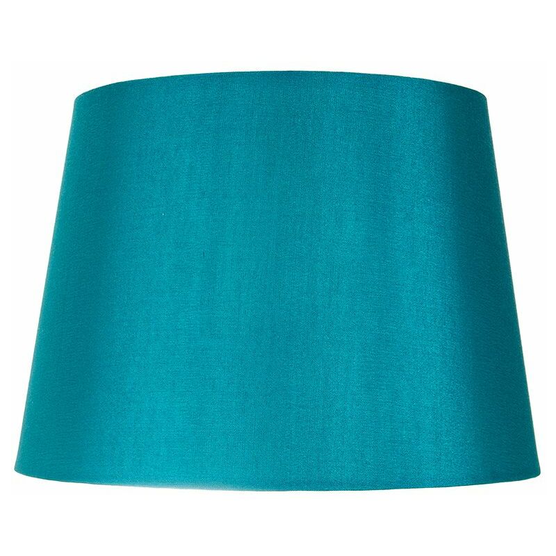 Traditionally Designed Medium 10" Drum Lamp Shade in Sleek Teal Faux Silk Fabric by Happy Homewares