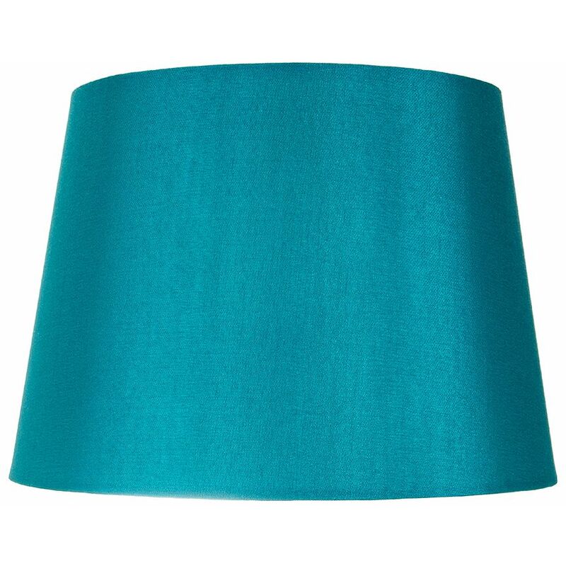 Traditionally Designed Medium 12' Drum Lamp Shade in Sleek Teal Faux Silk Fabric by Happy Homewares
