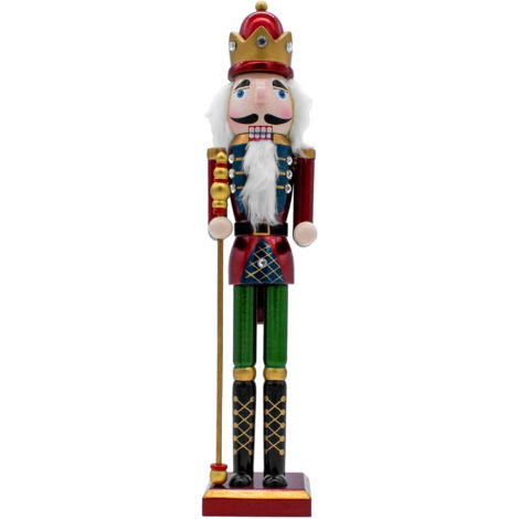 Traditionelle Holz Nussknacker Figur - 38 cm - König Deko Figur Weihnachten - Advent Weihnachts Tischdekoration Soldat