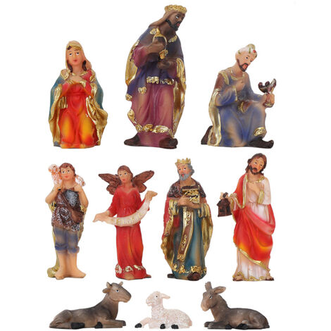 Traditionelle Krippe aus Kunstharz – Religiöse Tischdekoration für die Feiertage