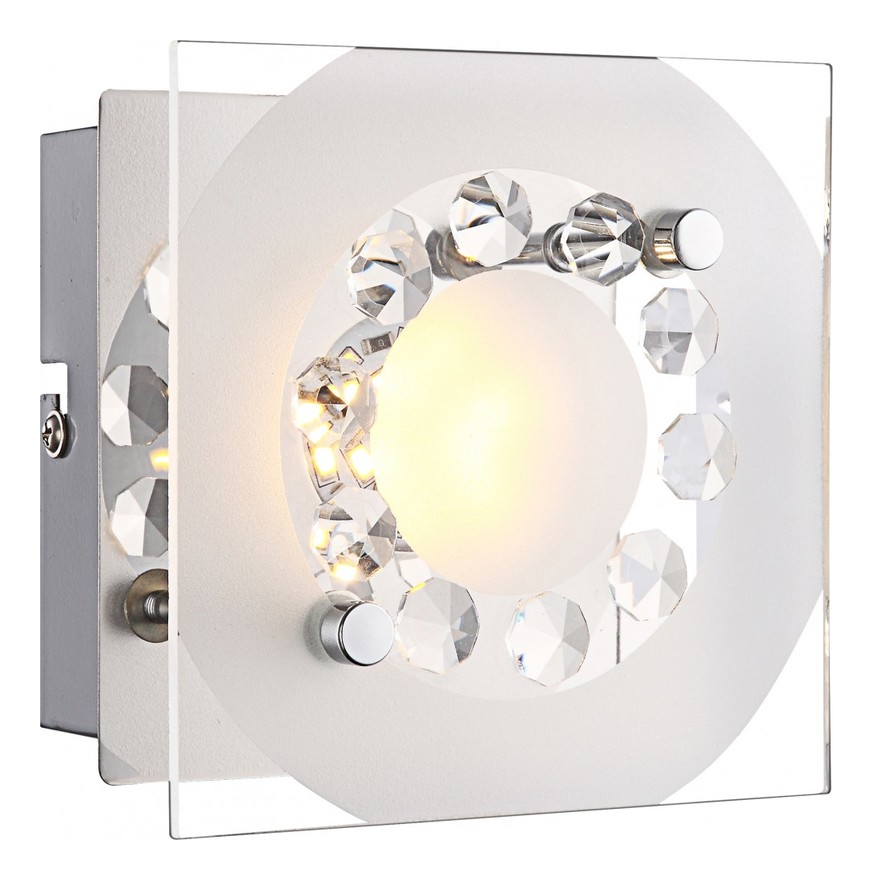 Elegante LED Wandleuchte chrom Glas mit Muster, K5 Kristalle klar 4W - Globo TISOY 41690