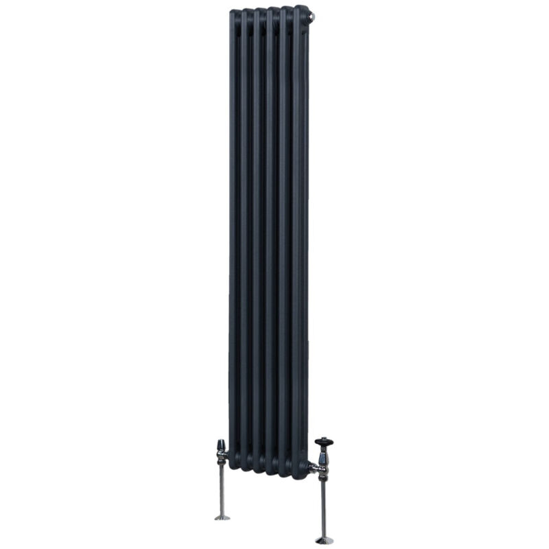 Monster-shop - Traditioneller 2-spalten-heizkörper 1800 X 292mm Vertikaler Wandheizkörper Matt Anthrazit Grau Kohlenstoffstahl Wohn- Badezimmer