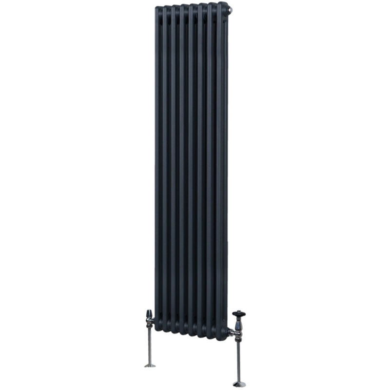 Monster-Shop Traditioneller 2-spalten-heizkörper 1800 X 382mm Vertikaler Wandheizkörper Matt Anthrazit Grau Kohlenstoffstahl Wohn- Badezimmer Küche [inkl.