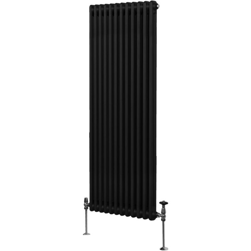 Monster-Shop Traditioneller 2-spalten-heizkörper 1800 X 562mm Vertikaler Wandheizkörper Matt Schwarz Kohlenstoffstahl Wohn- Badezimmer Küche [inkl.