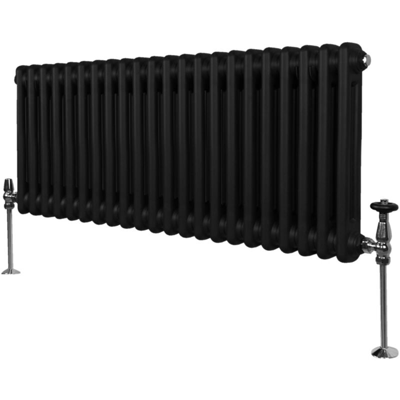 Monster-shop - Traditioneller 2-spalten-heizkörper 300 X 1012mm Horizontaler Wandheizkörper Matt Schwarz Kohlenstoffstahl Wohn- Badezimmer Küche