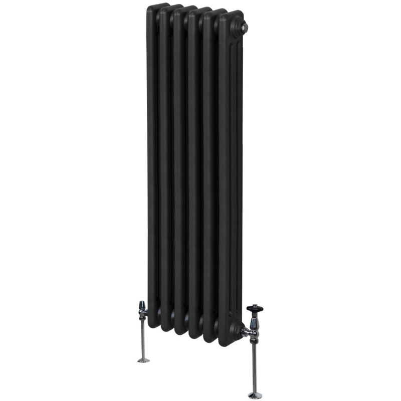 Monster-shop - Traditioneller 3-spalten-heizkörper 1500 X 292mm Vertikaler Wandheizkörper Matt Schwarz Kohlenstoffstahl Wohn- Badezimmer Küche