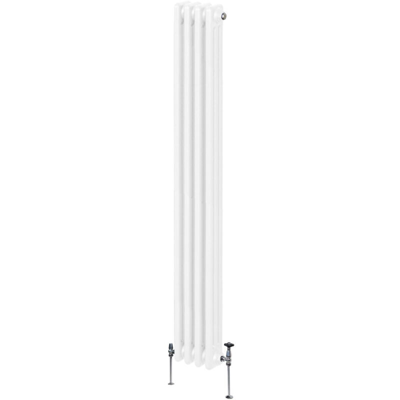 Monster-shop - Traditioneller 3-spalten-heizkörper 1800 X 202mm Vertikaler Wandheizkörper Glänzend Weiß Kohlenstoffstahl Wohn- Badezimmer Küche