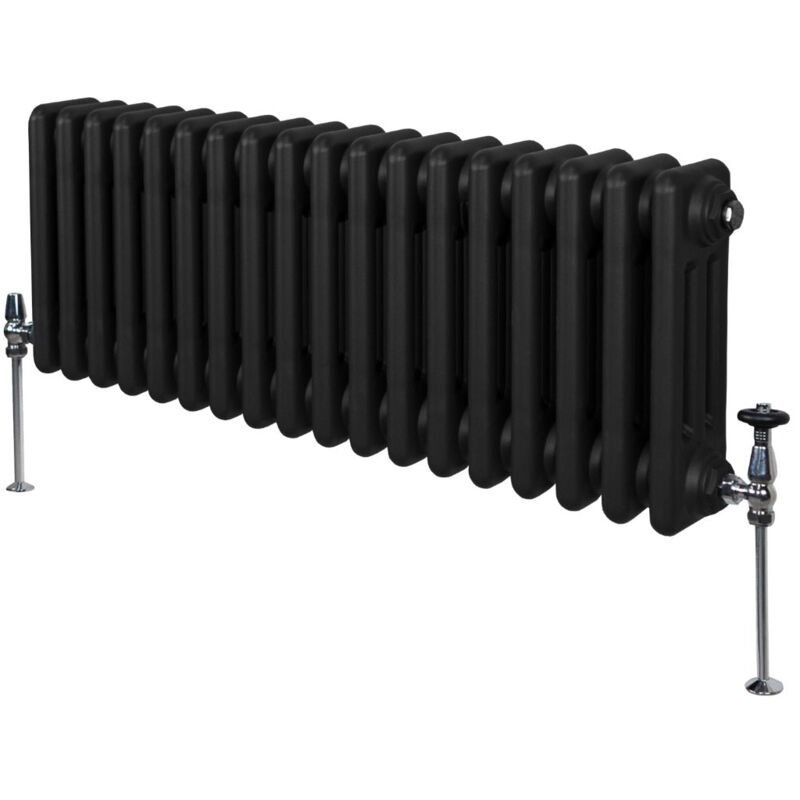 Monster-shop - Traditioneller 3-spalten-heizkörper Zentralheizung Horizontal Schwarz 300x832mm