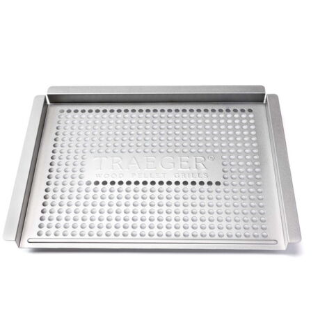 TRAEGER Panier de cuisson inox pour barbecue - bords surélevés - 40 x 29 cm - 1,10 kg