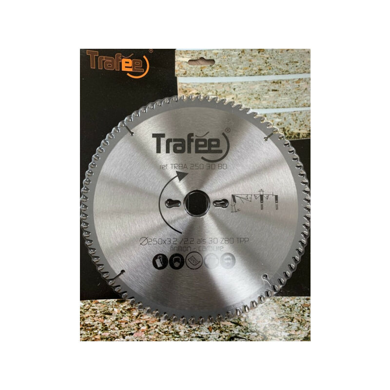 Luxoutils - Trafée : Lame carbure 250 mm z = 80 Trapeze plate positive
