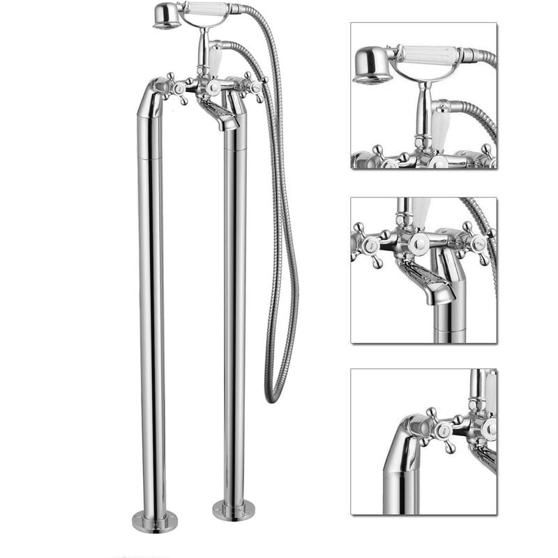 Neshome - Trafford Traditional Freestanding Bath Shower Mixer Complete With Handset Chrome