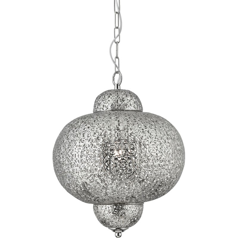 Sospensione Contemporanea Traforo Acciaio Cromo 1 Luce E27