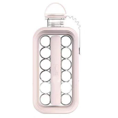 Tragbare 2-in-1-Eiskugelform mit rosa Deckel – Wasserflasche und Eiskugel
