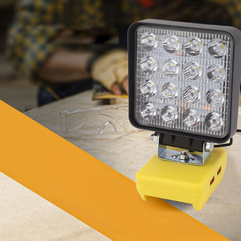 Tragbare 20-W-Arbeitsleuchte mit 16 LEDs, 140° drehbarem Kopf, USB-Anschluss, für Camping und Wandern, aus ABS-Aluminium