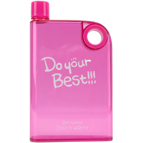 Tragbare 420-ml-Trinkflasche mit Deckel, wiederverwendbar und leicht für Reisen, rosa mit runder Öffnung.
