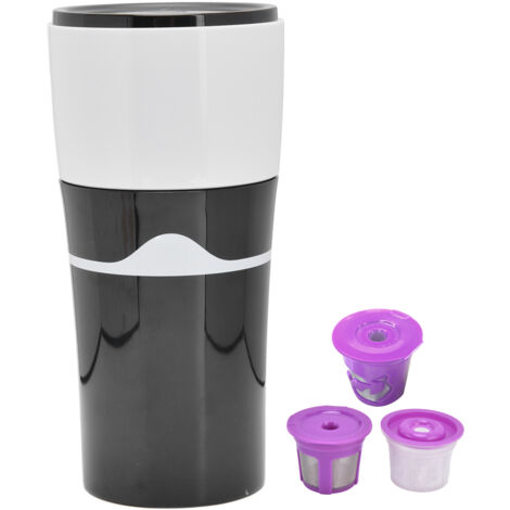 Tragbare 450-ml-Filterkaffeemaschine für K-Cup-Kapseln, schwarz und weiß