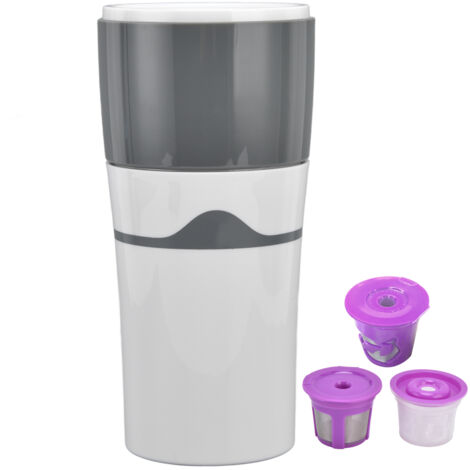 Tragbare 450-ml-Kaffeemaschine für K-Cup-Kapseln, grauer und weißer Reisefilter