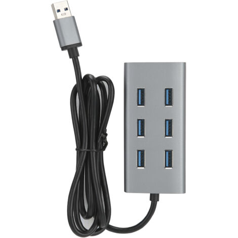Tragbare 7-Port-Dockingstation aus Aluminiumlegierung mit USB 3.0-Anschluss (5 Gbit/s) für PC und Laptop