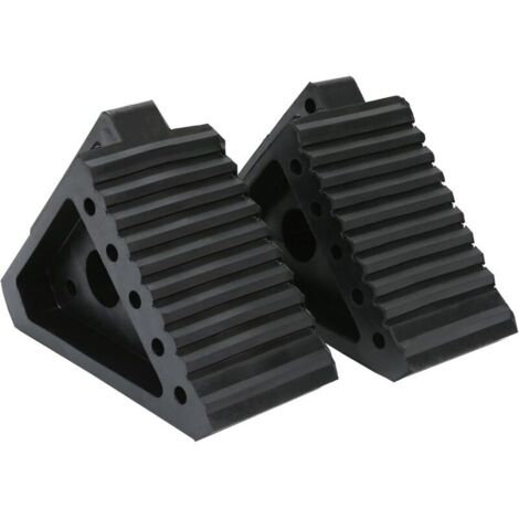 Tragbare Antirutschvorrichtung für Gummiräder, dreieckiger Holzreifen-Anschlag, Neigungskorrekturmatte, robuste Radkeile aus Vollgummi, schwarz, 2er-Pack