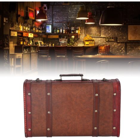 Tragbare Aufbewahrungstruhe aus Verbundholz im Vintage-Stil – 37,5 x 23 x 13,5 cm – Antik-Stil mit Elementen in Kupferoptik