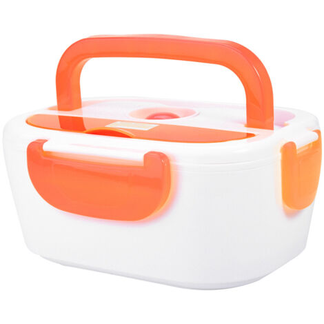 Tragbare, elektrisch beheizbare Lunchbox, 110-V-US-Stecker, orange, für Büro und Zuhause