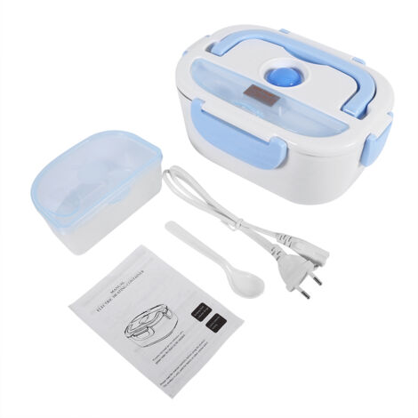 Tragbare, elektrisch beheizte Bento-Box mit 1,5 l Fassungsvermögen, für Büro, Schule oder Zuhause (blau, EU-Stecker 110-220 V)