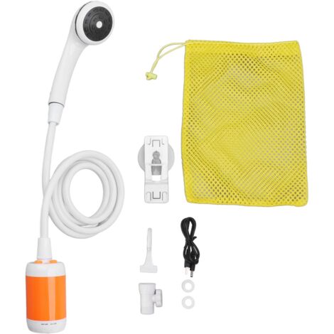 Tragbare elektrische Dusche für Camping, Autowäsche, Tierbad und Pflanzenbewässerung – Orange und Weiß