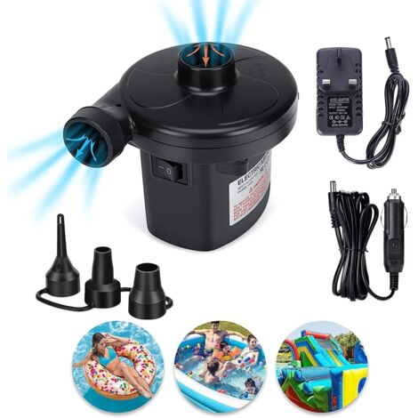 Tragbare elektrische Luftpumpe, DC 12 V/AC 230–240 V, schnell befüllbare elektrische Luftpumpe, Luftpumpe für aufblasbare Luftmatratze, Spielzeugkissen, Schwimmbad, schwimmendes Bett