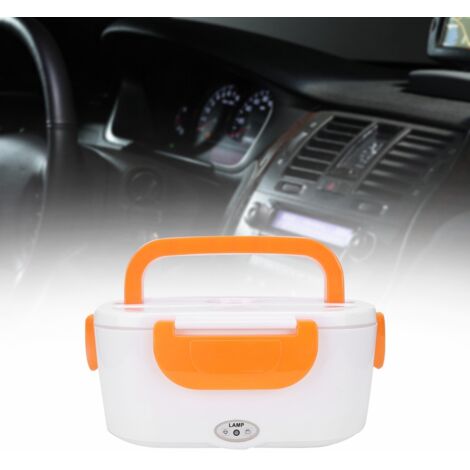 Tragbare elektrische Lunchbox fürs Auto – Bento-Box – Warmhalten und Aufbewahren von Speisen – 12 V/40 W – 1,05 l – lebensmittelechtes PP – Orange – mit Löffelfach