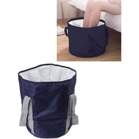 Tragbare, faltbare Fußwanne für Camping, doppellagiges Polyester mit Aufbewahrungstasche, Marineblau – Faltbare Fußwanne für den Außenbereich