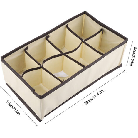 Tragbare, faltbare und robuste Aufbewahrungsbox mit Fächern (8 Fächer, Polyester + Nylon, Beige, 29 x 15 x 9 cm)