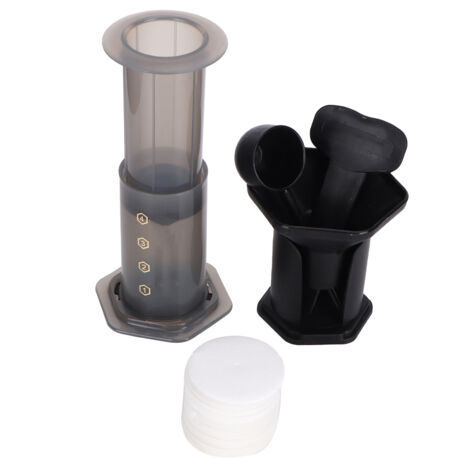 Tragbare French-Press-Kaffeemaschine, Filterkaffeemaschine mit 400 Kaffeepapieren – Schwarz