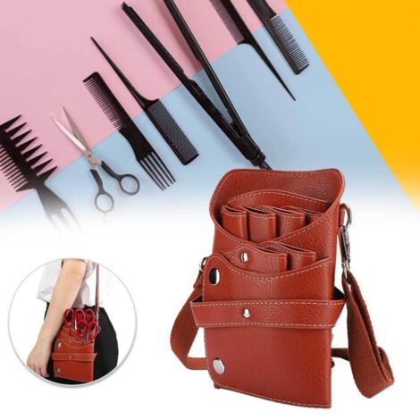 Tragbare Friseurtasche mit Haarschneidemaschine, Schere und Kamm, praktisch für Salon oder Reisen – Braun