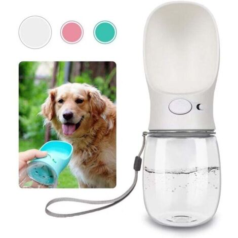 Tragbare Hundewasserflasche, 350 ml, lebensmittelecht, antibakterielle Reisewasserflasche für Hunde und Katzen, Trinkwasser für Haustiere im Freien, weiß