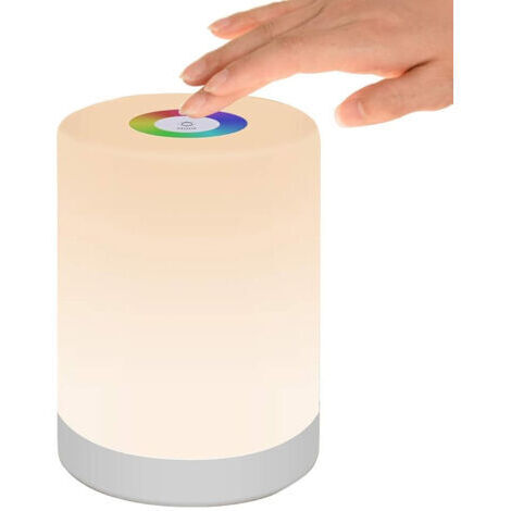 Tragbare, intelligente LED-Tischlampe für den Nachttisch, Dimmbare Touch-Steuerung, USB-Aufladung, Bunte Lichter