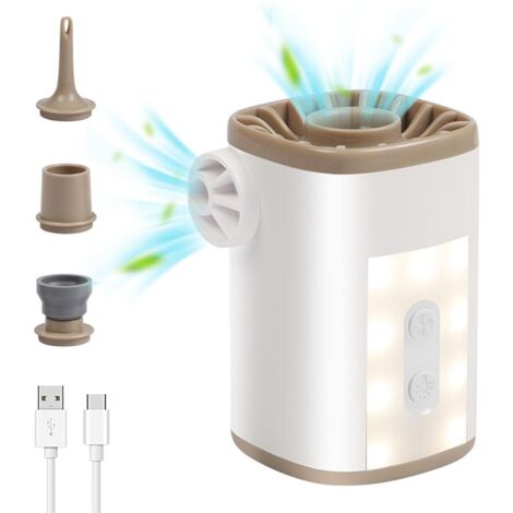 Tragbare, kabellose elektrische Luftpumpe mit wiederaufladbarem Akku und LED-Licht für Luftmatratzen, ultraleicht