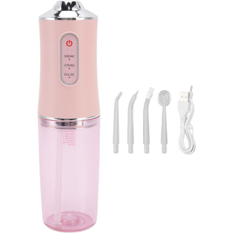 Tragbare, kabellose Munddusche – Beseitigt Mundgeruch mit 4 Düsen – Wasserdichter Munddusche (Pink)