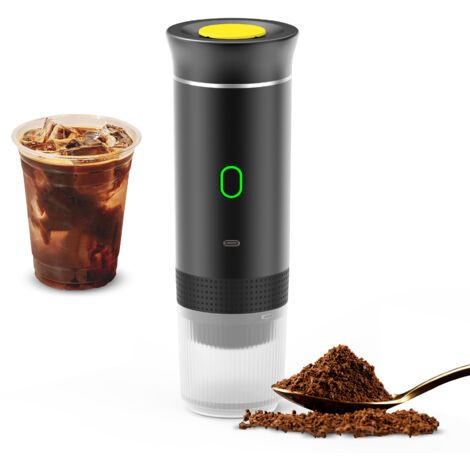 Tragbare Kaffeemaschine für Auto, Zuhause und Reisen: 3-in-1-Akku-Kaffeemaschine für Kapseln und gemahlenen Kaffee, 15-Bar-Kaltbrüh- und Heizfunktion, inklusive 150-ml-Tasseneinsatz.