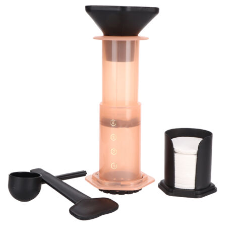 Tragbare Kaffeepresse mit 400 Filtern – Manuelle Kaffeemaschine für den Heimgebrauch – Orange