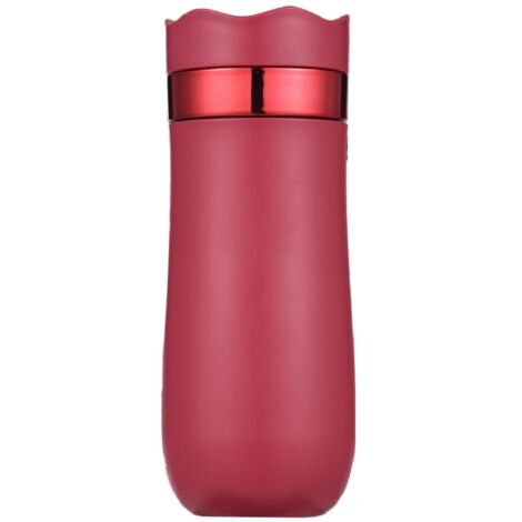 Tragbare Kaffeethermoskanne – French Press für Filterkaffee und Tee – 320 ml/11 oz – Doppelt isoliert, auslaufsicher – Rot/Elfenbein (Markenlos)