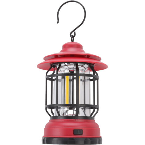 Tragbare LED-Campinglampe, multifunktionale Retro-Laterne für Zelte, hängende COB-Notleuchte, Rot